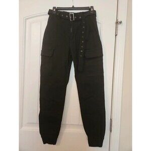 Juniors Small Almost Famous Jogger Black Cargo Pants